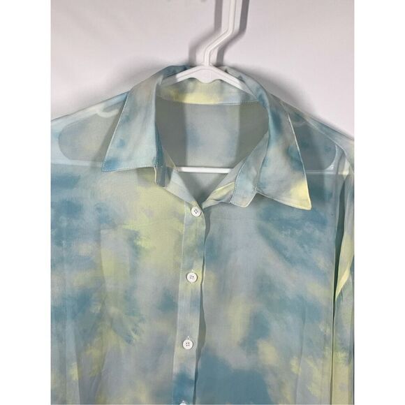 Dazy Women's Tie-Dye Sheer Button-Down Long Sleeve Top Multicolor Size XL - Picture 5 of 9